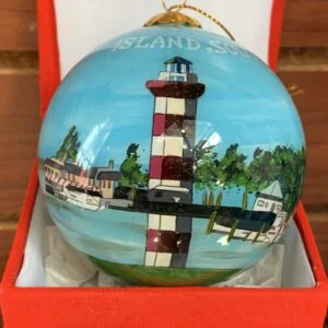 Harbour Town Lighthouse Painted Globe Ornament