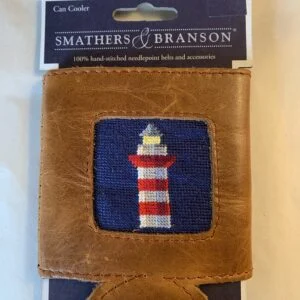 Smathers & Branson Lighthouse Blue Background Needlepoint Can Cooler