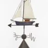Batela Sailboat Tabletop Weathervane, Wood & Metal, Blue, L: 13.7" - H: 21.8