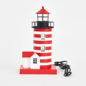 Batela Lighthouse w/ Red Base, Led, White/Red, Metal, L: 6.2" - H: 11.5