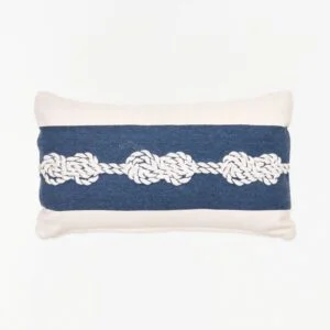 Batela Sailor's S Knots Pillow w/ Insert, Cotton, Cream & Navy, L: 19.7" - H: 11.8"