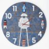 Batela Lighthouse Clock, Wood, Blue, D: 19. 6"